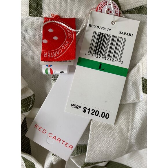 Red Carter Shay Safari Striped Button-Down Midi Shirt Dress Belt Pockets L 8742 - Picture 9 of 16